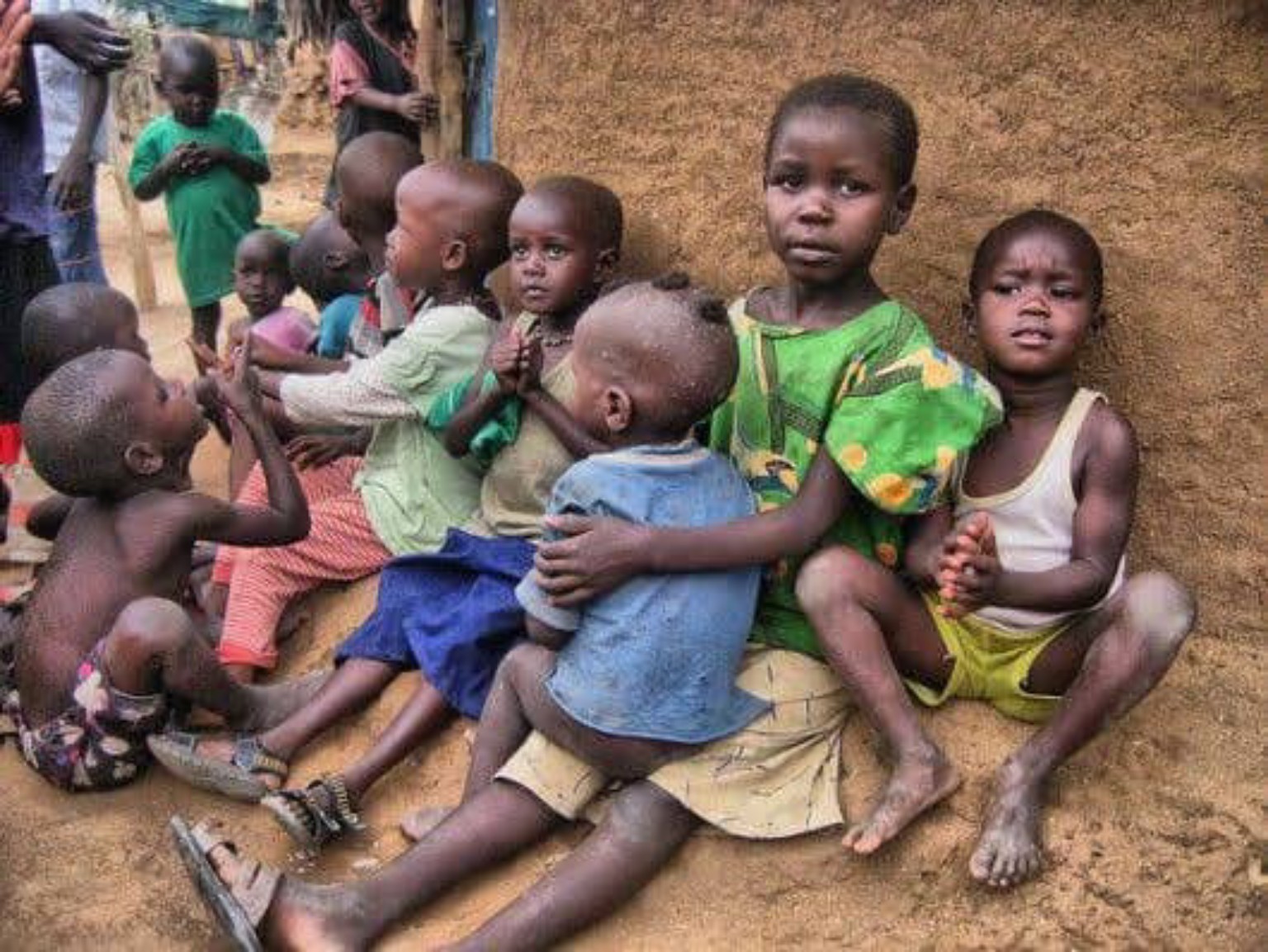 Children gathered during community outreach